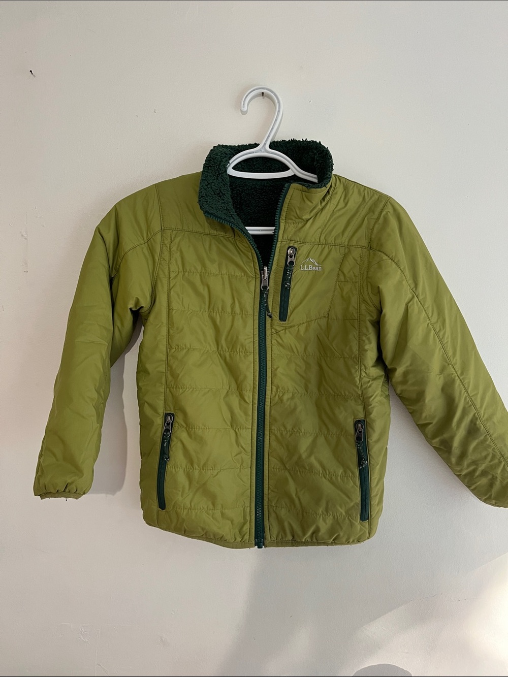Kids Olive Green Insulated Jacket with Sherpa Lining